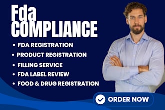 do a fda compliance, fda registration, label review for food, cosmetics, medical