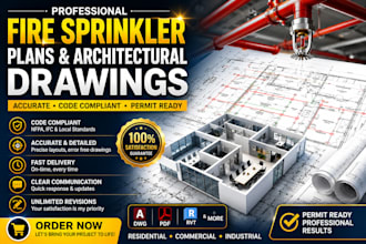 design fire protection sprinkler plans and architectural drawing
