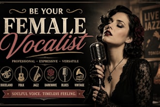 be your female vocalist for dixieland, folk, jazz, darkwave, blues, vintage