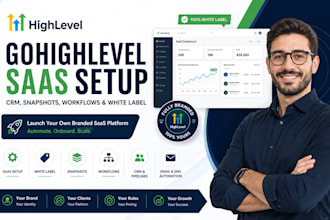 setup gohighlevel saas CRM snapshots workflows and white label