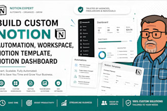 build custom notion automation, workspace, notion template, notion dashboard