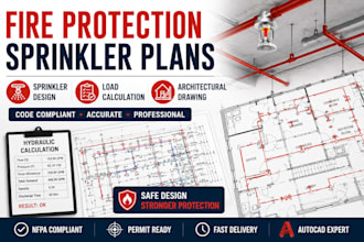 design fire protection sprinkler plans load cal and architectural drawing