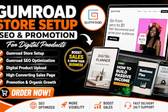setup gumroad store gumroad SEO gumroad promotion for digital products