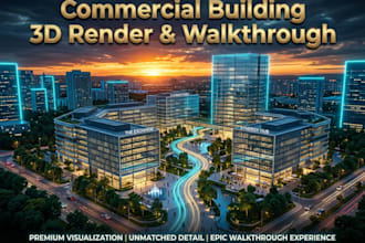 draw 3d commercial office building cgi real estate visualization rendering