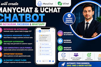 create manychat and uchat chatbot for instagram, facebook, and whatsapp