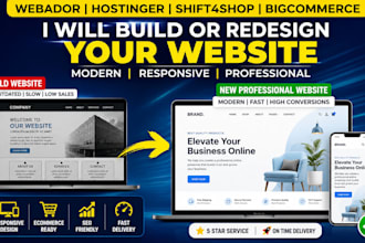 design responsive webador, hostinger, shift4shop and bigcommerce website