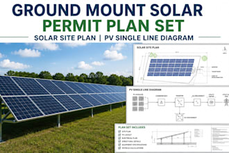 ground mount solar permit plan set solar site plan pv single line diagram