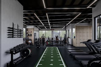 function interior gym,sprint track flooring, machine layout plan, fitness center