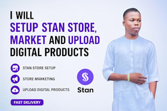 setup stan store stan, store marketing, and upload digital products