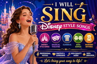sing disney style songs, musical theatre, classical, kids song, nursery rhymes