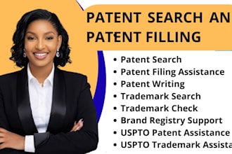 do patent search, trademark search, patent drafting and uspto filing support