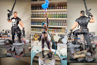 3d resin print and paint action figurine, miniature, anime statue tabletop
