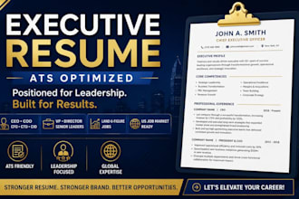 write executive resume for ceo coo cfo cto cio and c suite leaders
