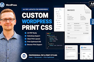 create custom wordpress print CSS for a4 PDF layout with gutenberg support