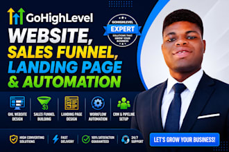 gohighlevel website, sales funnel, landing page and automation