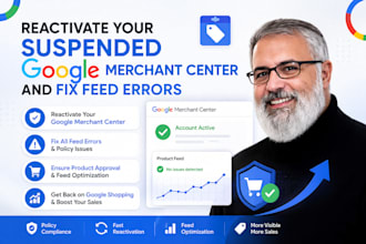 reactivate your suspended google merchant center and fix feed errors