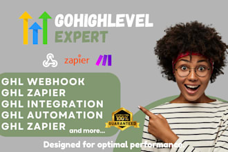 setup ghl integration, webhook automation, zapier and make com workflows