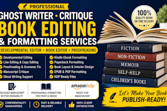 do ghostwriting book editing critique amazon KDP proofreading services
