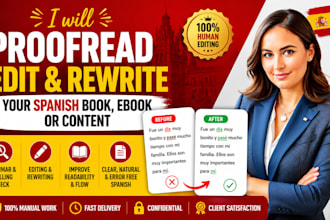proofread edit and rewrite your spanish book ebook or content