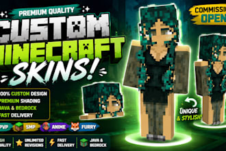 create custom minecraft skin, pvp skin, smp skin, furry skin