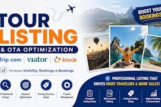list, optimize your tours on get your guide, activities on viator, bokun