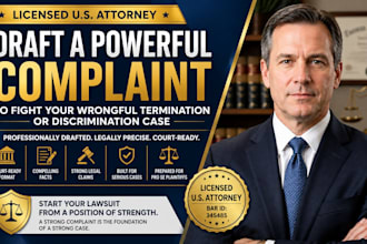draft a legal complaint for your wrongful termination discrimination case