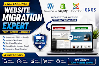 site migration siteground ionos to shopify joomla to wordpress avasam clone site