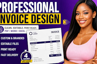 professional, design editable and print ready invoice in PDF, word or excel form