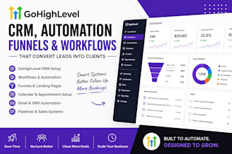 setup gohighlevel CRM, workflows, funnels and automation