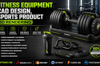 fitness equipment cad design, sports product 3d rendering