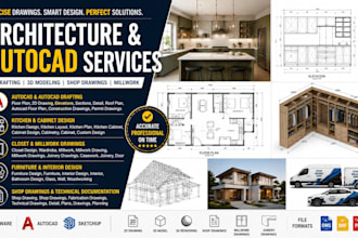 create millwork shop drawing kitchen, cabinet , closet,doors