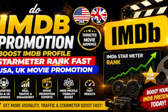 do imdb promotion boost imdb profile starmeter rank fast  USA UK movie promotion