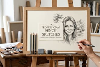 draw realistic pencil sketch portrait and hand drawn art