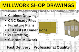 draft architectural millwork shop drawings and cabinetry details