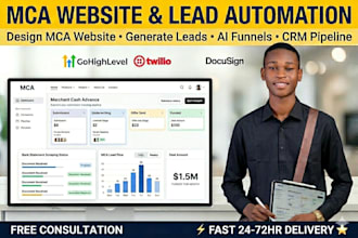 design mca website mca loan website and generate mca leads mca ai leads funnel