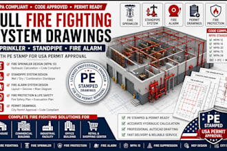 do USA pe stamped fire fighting drawings for warehouses and commercial building