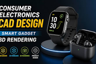 consumer electronics cad design, smart gadget 3d rendering