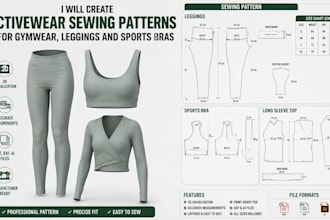 create activewear sewing patterns for gym wear, leggings, and sports bras