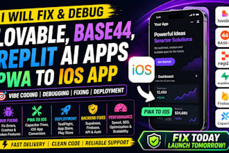 convert lovable base44 pwa to ios app rork app base44 app debugging vibe coding