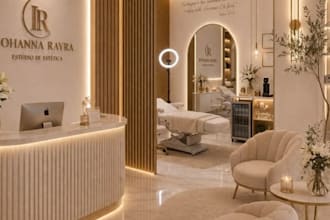 do 3d hair salon design, spa, clinic, nail shop, office and 3d render