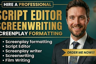 do format, proofread, tv screenplay and film script editor
