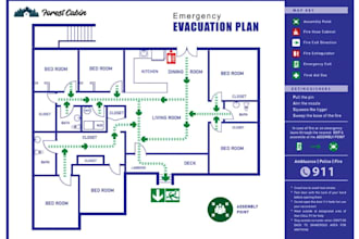 design a custom fire emergency evacuation plan, diagram