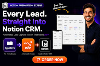 automate lead capture into a notion CRM database using n8n workflow