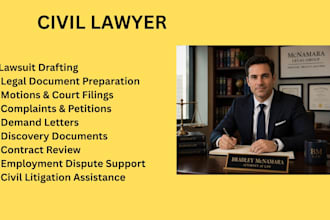 be civil lawyer for property, business, employment, and personal injury lawsuits