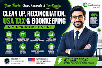 do clean up, reconciliation, USA tax and bookkeeping in quickbooks