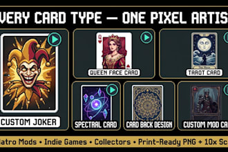 design balatro style pixel art playing cards joker sprite 2d card art for mods