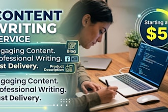 write SEO blog posts, facebook captions and product descriptions