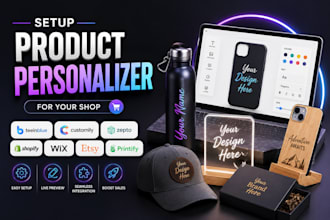 setup shopify wix etsy product personalize on teeinblue customily zepto printify