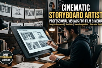 create cinematic storyboard for movie music video and ads