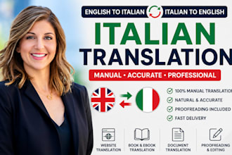 english to italian italian to english manual translation with proofreading